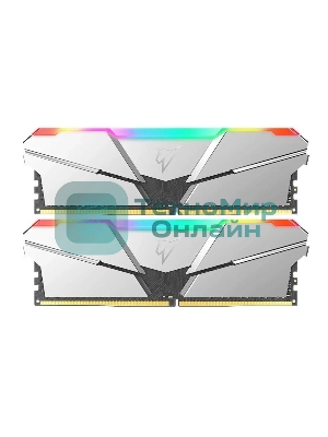 Оперативная память NETAC Shadow, DDR4, 16Gb (2x8Gb), 3200MHz, CL14, DIMM, с радиаторами, RGb, серебристый