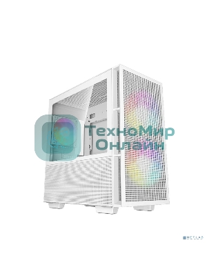 Компьютерный корпус Deepcool CH360 WH без БП, боковое окно (закаленное стекло), 2x140мм ARGb LED вентилятор спереди и 1x120мм ARGb LED вентилятор сзади, белый, mATX
