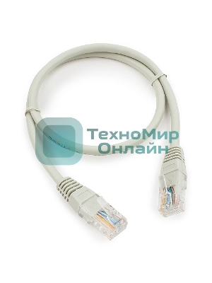 Патч-корд медный UTP Cablexpert PP10-0.5M cat.5, 0.5м, литой, многожильный, серый