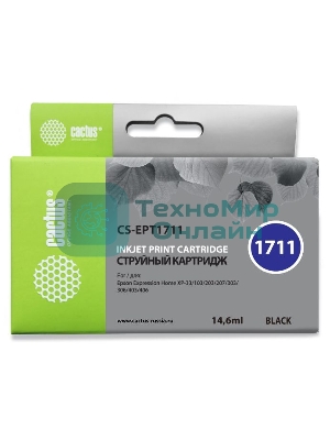 Картридж струйный Cactus CS-EPT1711 черный (14,6 мл) для Epson Expression Home XP-33/103/203/207/303/306/403/406