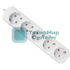 Удлинитель Defender E550 белый 5.0 м, 5 розеток 