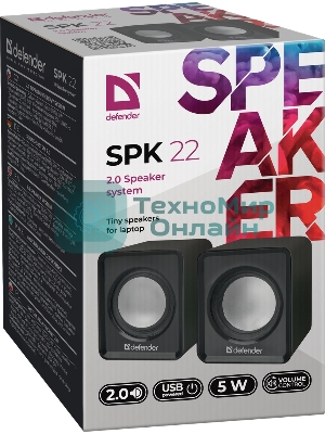 Акустическая система 2.0 Defender #1 SPK 22 черный, 5 Вт, питание от USB