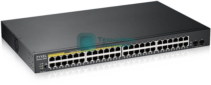 Kоммутатор Zyxel GS1900-48HPv2 Smart L2 PoE + switch, rack 19 