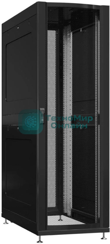 Шкаф серверный Powercom PSR4286-10201-BL напольный 42U 600x800мм пер.дв.перфор. задн.дв.перфор.2-хст. 800кг черный 100кг 2000мм IP20 сталь