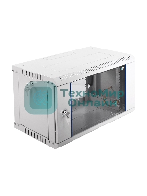 Шкаф телеком. настенный разборный 6U (600х350) дверь стекло, цвет черный (ШРН-Э-6.350-9005) (1 коробка)