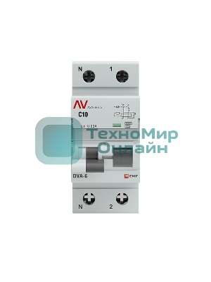 Выключатель автоматический дифференциального тока Averes DVA-6 Диф. Автомат (C) 1P+N 10А/30мА тип А 6кА