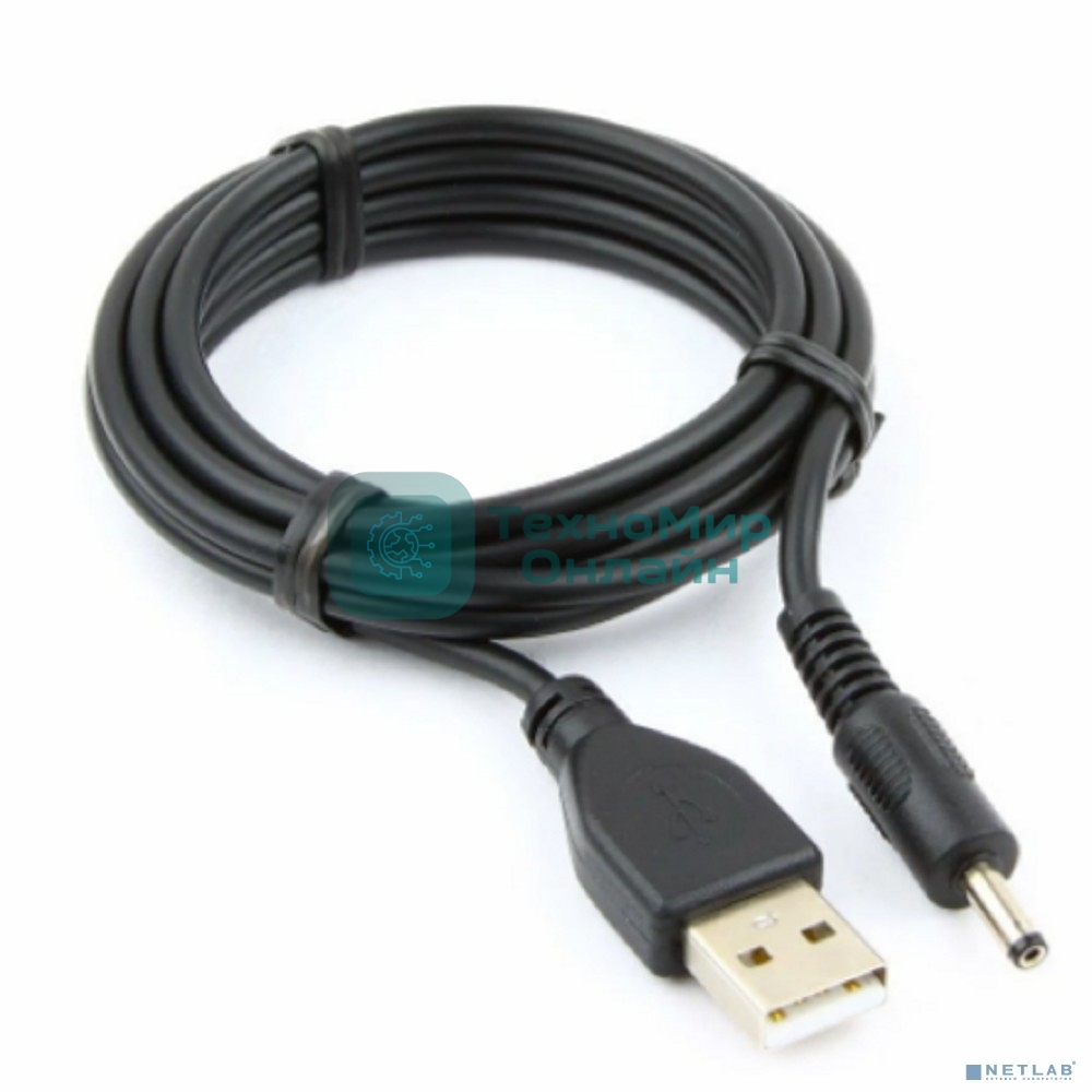 Кабель Cablexpert CC-USB-AMP35-6-N USB2.0 AM/DC 3.5мм (для хабов), медь, экран, 1.8м, черный, пакет