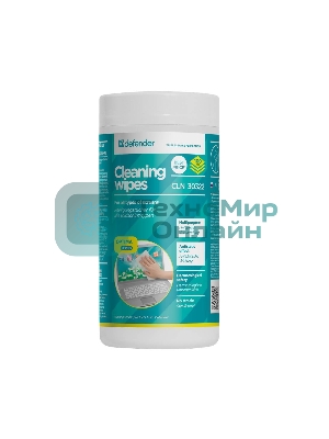 Чистящие салфетки Defender для экранов всех типов/нетканый материал/антистатик/туба/100 шт/Россия.