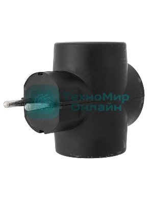 Тройник электрический Rexant 6А без заземления, черный