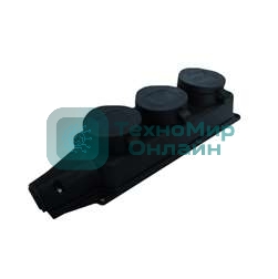 Розетка трехместная настенная с заглушками c заземлением каучук 16А 250В IP44 (602230)