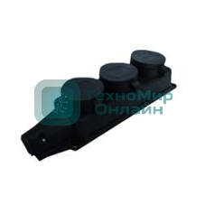 Розетка трехместная настенная с заглушками c заземлением каучук 16А 250В IP44 (602230)