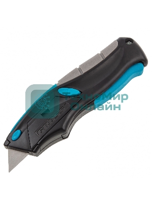 Нож Gross ремонтно-монтажный, трехкомп. рук-ка, авто выброс/возврат лезвия пистол типа,170мм, 5 з.л