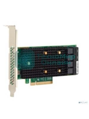Адаптер-HBA Broadcom SAS 9400-16i SGL (05-50008-00) PCIe 3.1 x8 LP, Tri-Mode SAS/SATA/NVMe 12G HBA, 16port(4*int SFF8643), 3416 IOC