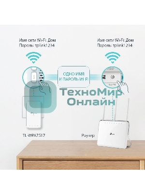 Комплект гигабитных TP-Link Wi‑Fi Powerline адаптеров AV1000 Gigabit Powerline ac Wi-Fi Kit, Dual band 802.11ac Wi-Fi - AC750 dual band Wi-Fi (433Mbps on 5GHz & 300Mbps on 2.4GHz)(TL-WPA7517 & TL-PA7017)