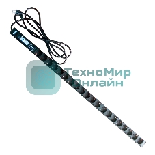 Вертикальный блок розеток, 20xSchuko, 250V, 16A, шнур 3 метра, вилка Schuko