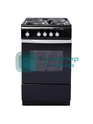 Плита электрическая De Luxe 5004.12э черный, конфорок 4 шт, духовка 46 л, 50 см x 85 см x 50 см