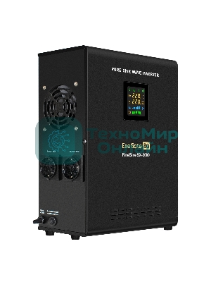 Источник бесперебойного питания (инвертор, синус, для котла, настенный) ExeGate FineSine SX-2000.LCD.AVR.2SH 2000VA/1400W, чистая синусоида, цветной LCD-дисплей, AVR, 2*Schuko, линейно-интерактивный, внешняя батарея 24В до 200А·ч (поставляется отдельно), крепление настенное/универсальное, черный