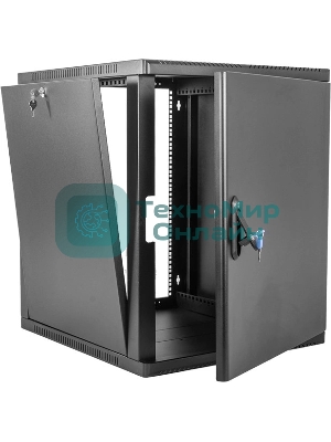 Шкаф коммутационный ЦМО (ШРН-6.350.1-9005) настенный 6U 600x350 мм пер. дв. металл 200 кг черный 300 мм 180 град.
