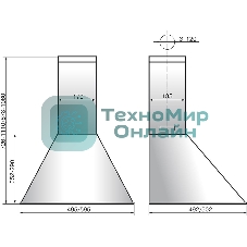 Вытяжка каминная Elikor Эпсилон 60П-430-П3Л черный/серебристый, 60 см, 430 куб. м/ч, 54 дБ