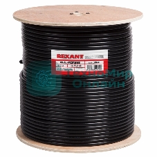 Кабель коаксиальный магистральный Rexant RG-11U, 75 Ом, CCS/Al/Al, 83%, бухта 305 м, черный OUTDOOR