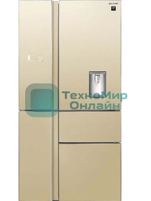 Холодильник Sharp SJWX99ACH бежевый четырехкамерный 423/227л морозилка снизу, No Frost, Side by Side