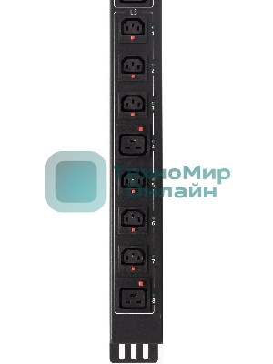 Блок распределения питания Powercom PDU-32AVMS24-18C3-6C9-3P верт.размещ. 18xC13 6xC19 с сетевым мониторингом 3x32A EN 60309 2м