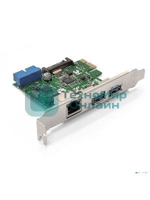 Контроллер ExeGate EX290278RUS EXE-362 PCI-E 2.0, 2*USB 3.0 ext + 1*USB 3.0 int + LAN UTP 1000Mbps, разъем доп.питания (OEM)