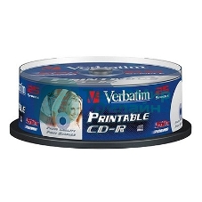 Диск CD-R Verbatim 700Mb 52x Cake Box (25шт) Printable (43439)