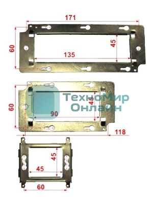 Суппорт Lanmaster LAN-MF45X45 1xMosaic металлический упак:1шт