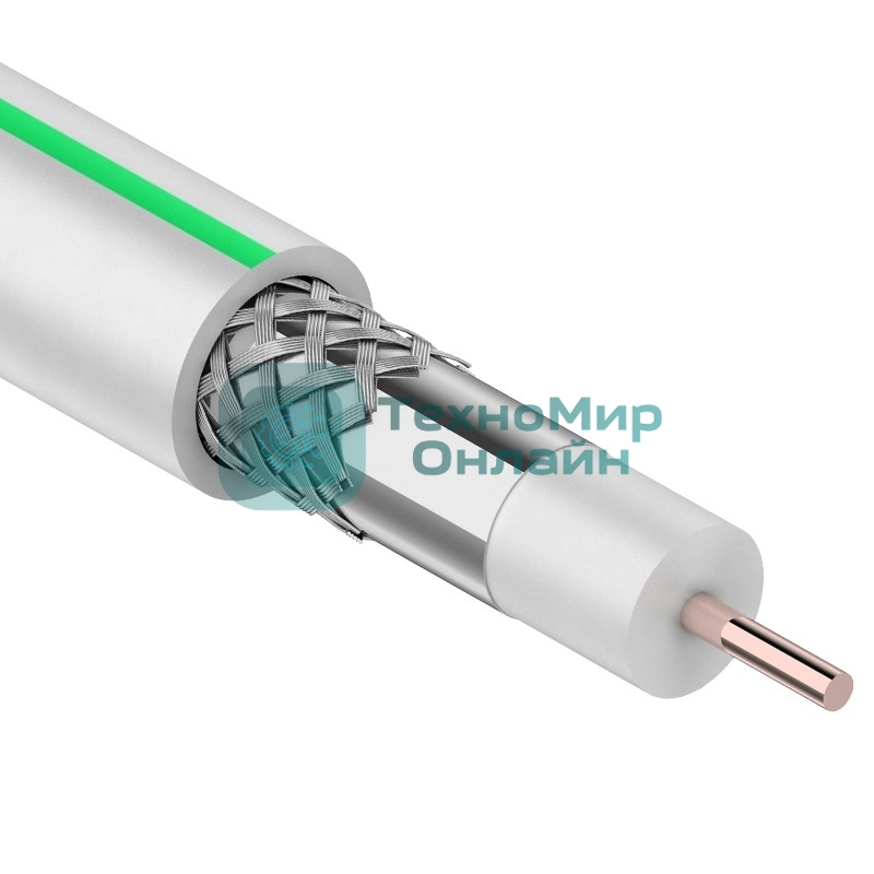 Кабель коаксиальный Rexant MARS HD, Cu/Al/CuSn, 96%, 75 Ом, бухта 100 м, белый
