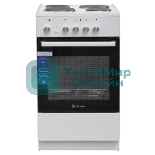 Плита электрическая De Luxe 5004.18э белый, конфорок 4 шт, духовка 43 л, 50 см x 85 см x 50 см