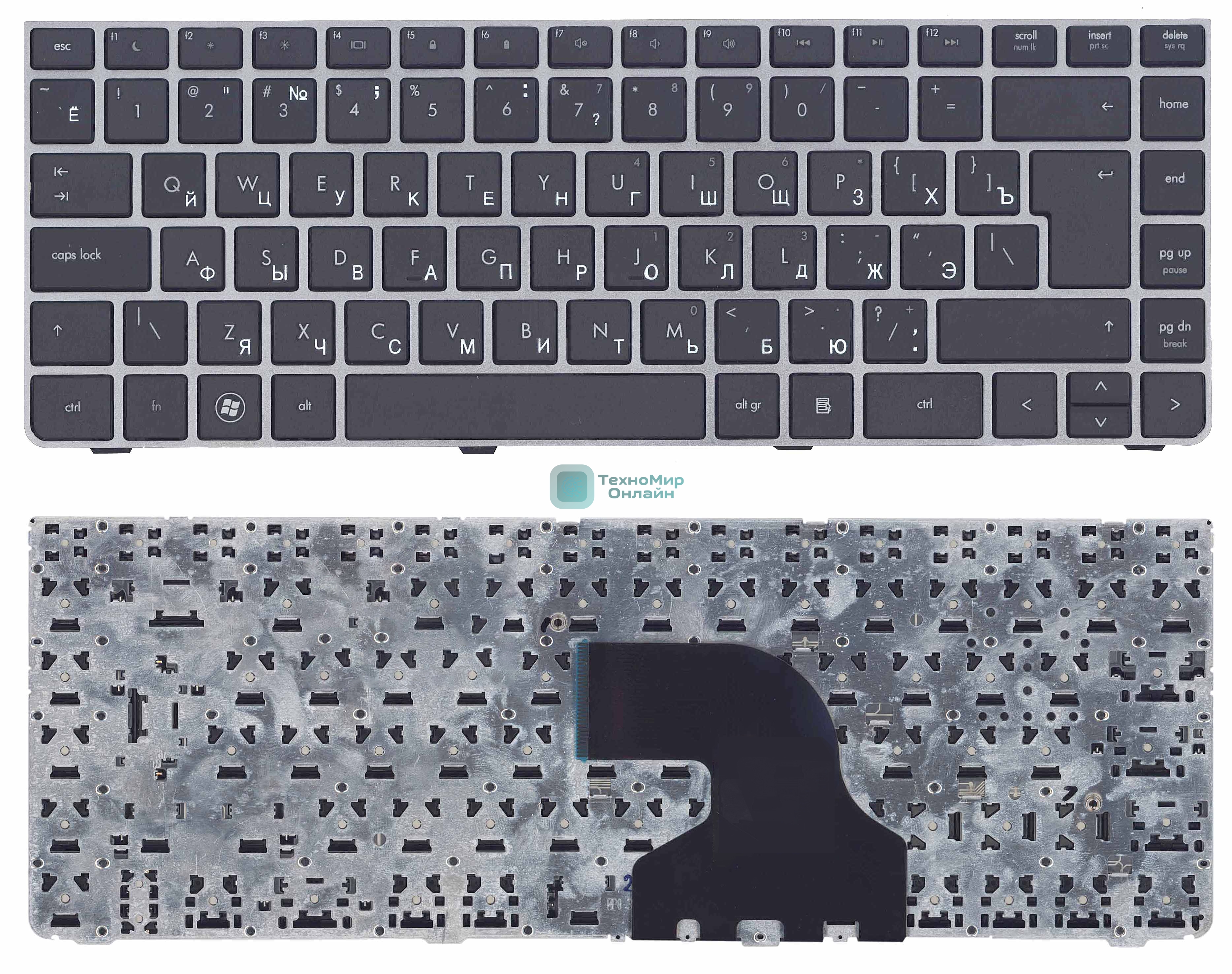 Клавиатура для ноутбука HP ProBook 4330S 4331S черная c серой рамкой