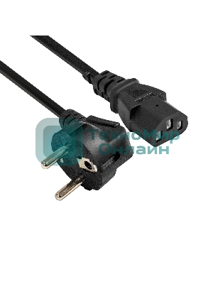 Кабель питания ExeGate Power PC-1,5P (Евровилка угловая Schuko->C13, VDE-250V-3*0.5мм2, медь, черный, 6A, 1.5м)
