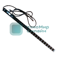 Вертикальный блок розеток, 12xSchuko + 8xC13, 250V, 16A, шнур 3 метра, вилка Schuko