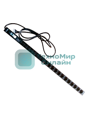 Вертикальный блок розеток, 12xSchuko + 8xC13, 250V, 16A, шнур 3 метра, вилка Schuko