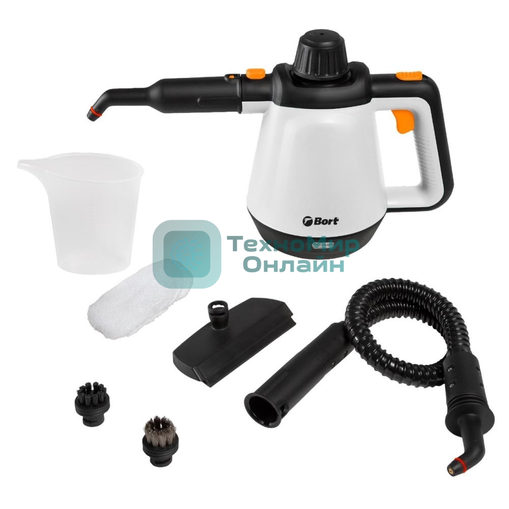 Пароочиститель Bort BDR-2800-RR Мощность 1300 Вт; Макс 3,2 бар; подача пара 35 г/мин; Температура 133 °С; Емкость бачка 450 мл гарантия 2 г 93410969