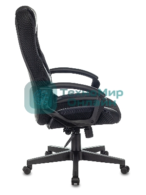 Кресло Бюрократ Zombie 9 черный/серый, экокожа, 120 кг, механизм качания