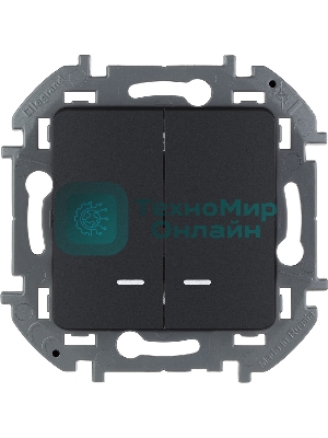 Выключатель 2-клавишный с подсветкой/индикацией 10AX 250 В антрацит