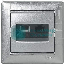Valena Розетка двойная RJ45 кат.6е UTP + RJ11, алюм. Valena Розетка двойная RJ45 кат.6е UTP + RJ11, алюм.
