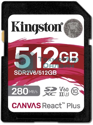 Флеш карта SDXC Kingston SDR2V6/512Gb Canvas React Plus w/o adapter 512Gb