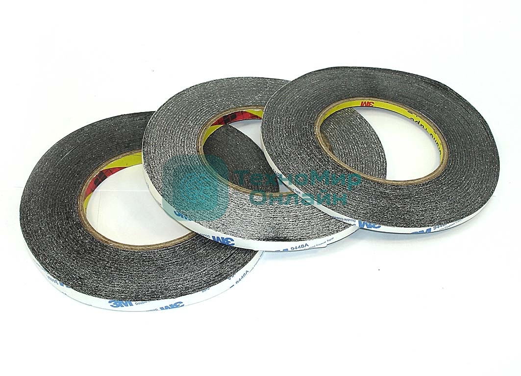 Скотч двусторонний черный 3M 9448A ширина 3мм 50м