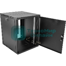 Шкаф коммутационный ЦМО (ШРН-9.500.1-9005) настенный 9U 600x529 мм пер. дв. металл 200 кг черный 470 мм 180 град.