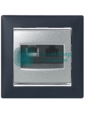 Valena Розетка двойная RJ45 кат.6е UTP + RJ11, алюм. Valena Розетка двойная RJ45 кат.6е UTP + RJ11, алюм.