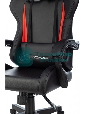 Кресло Zombie GAME TETRA черный/красный, экокожа, 120 кг, механизм качания