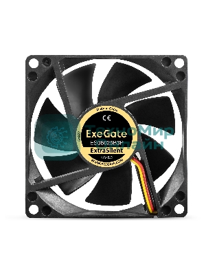 Вентилятор для корпуса ExeGate ExtraSilent ES08025B3P черный, 80 мм, 2000 об/мин, 19 дБ, 3 pin