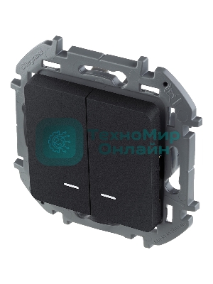 Выключатель 2-клавишный с подсветкой/индикацией 10AX 250 В антрацит