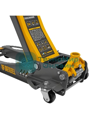 Домкрат гидравлический подкатной Denzel 3,8 т, 110-580 мм, быстрый подъем, низкий подхват, проф.