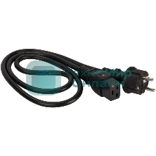 Шнур питания Lanmaster с блокировкой C19-Schuko прямая, 3х1.5, 220В, 16А, черный, 2 метра