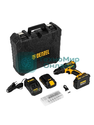 Дрель-шуруповерт Denzel BLDL-IB-18-02, 18 В, 2 Ач, 65 Нм, бесщеточный
