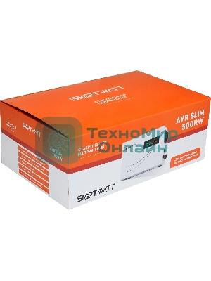 Настенный стабилизатор напряжения SMARTWATT AVR SLIM 500RW (100W - 260W, 500VA, 0.5 кВт, 50 Гц, розеток — 1, LED-диспле